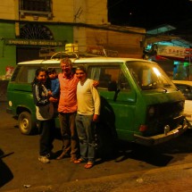 Carlos with his family and the green Volkswagen Transporter T3